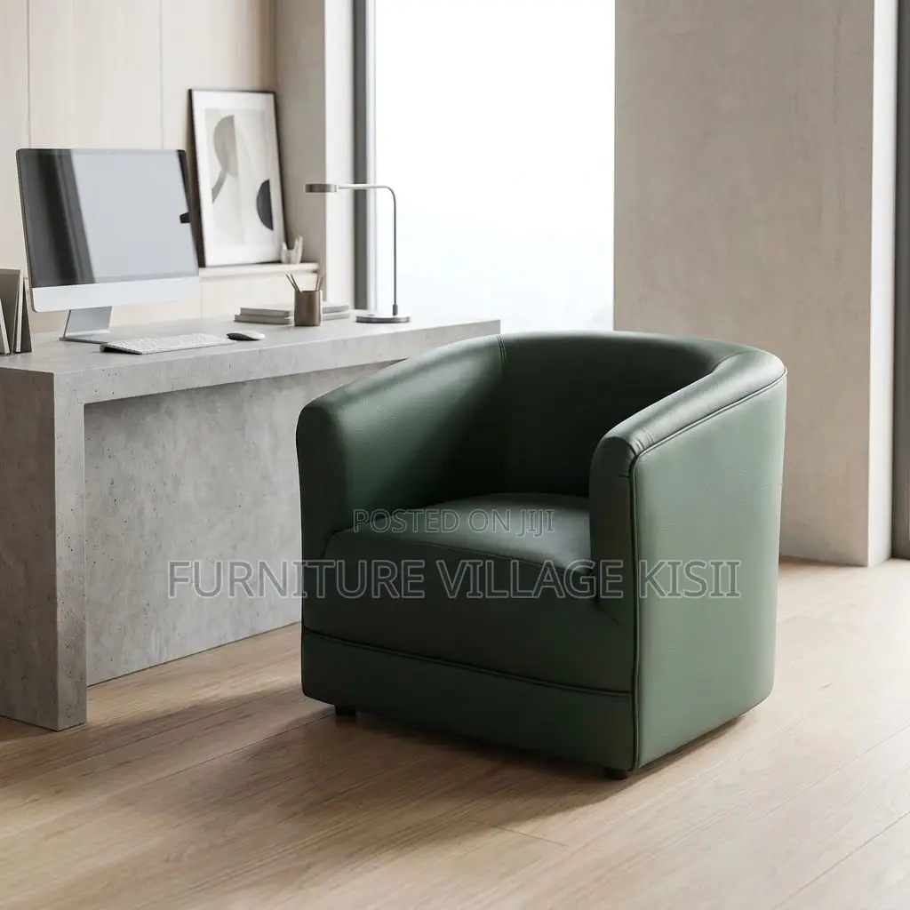 Faux Leather Barrel Arm Chair