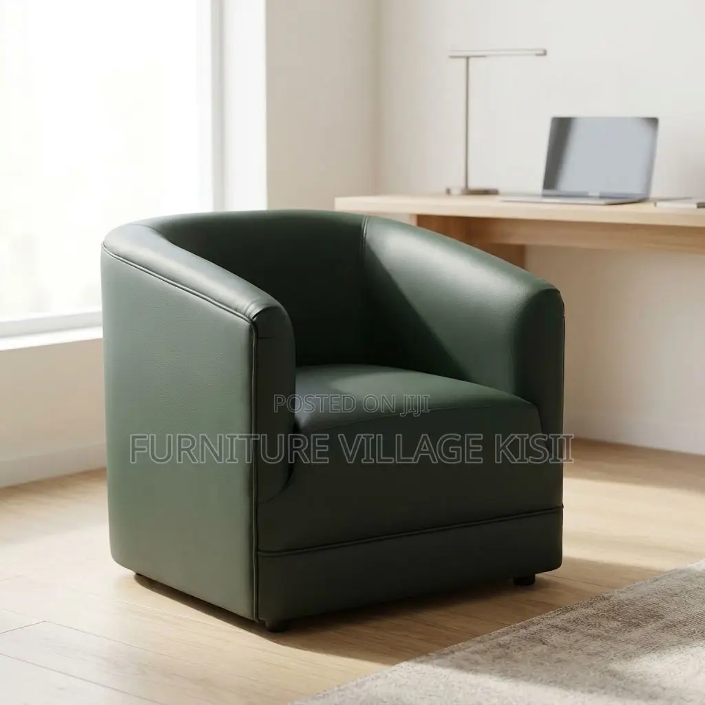 Faux Leather Barrel Arm Chair