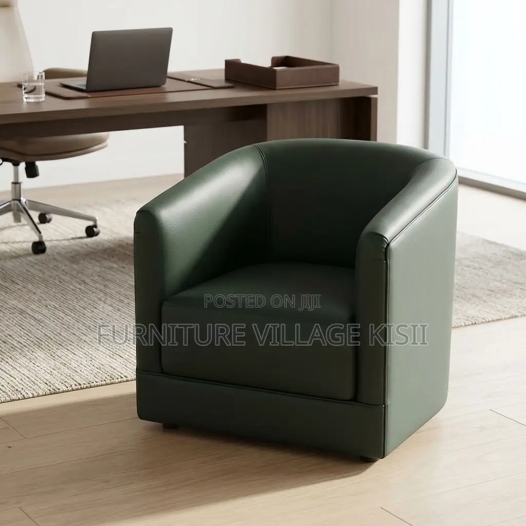 Faux Leather Barrel Arm Chair