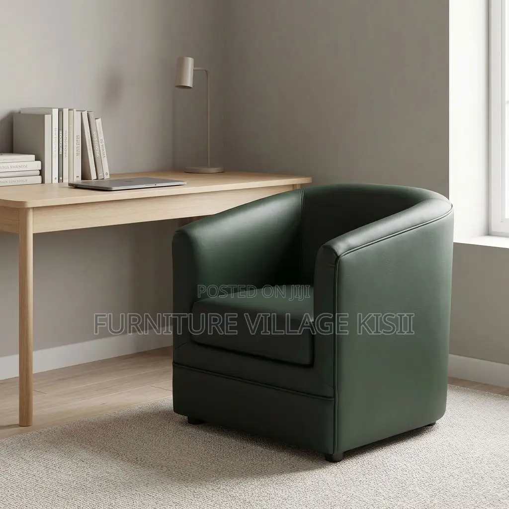 Faux Leather Barrel Arm Chair