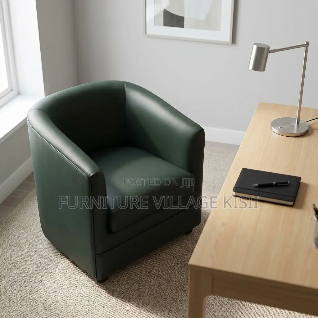 Faux Leather Barrel Arm Chair