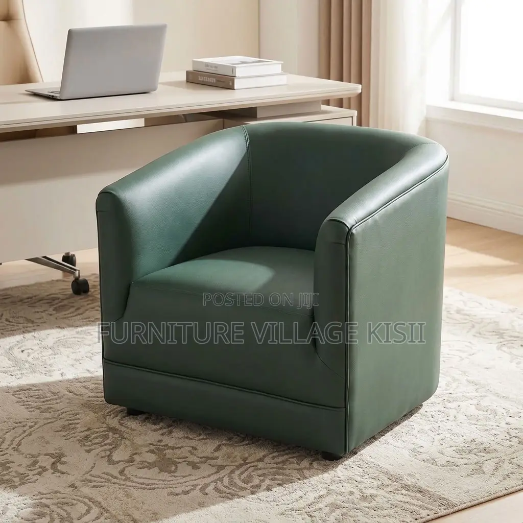 Faux Leather Barrel Arm Chair