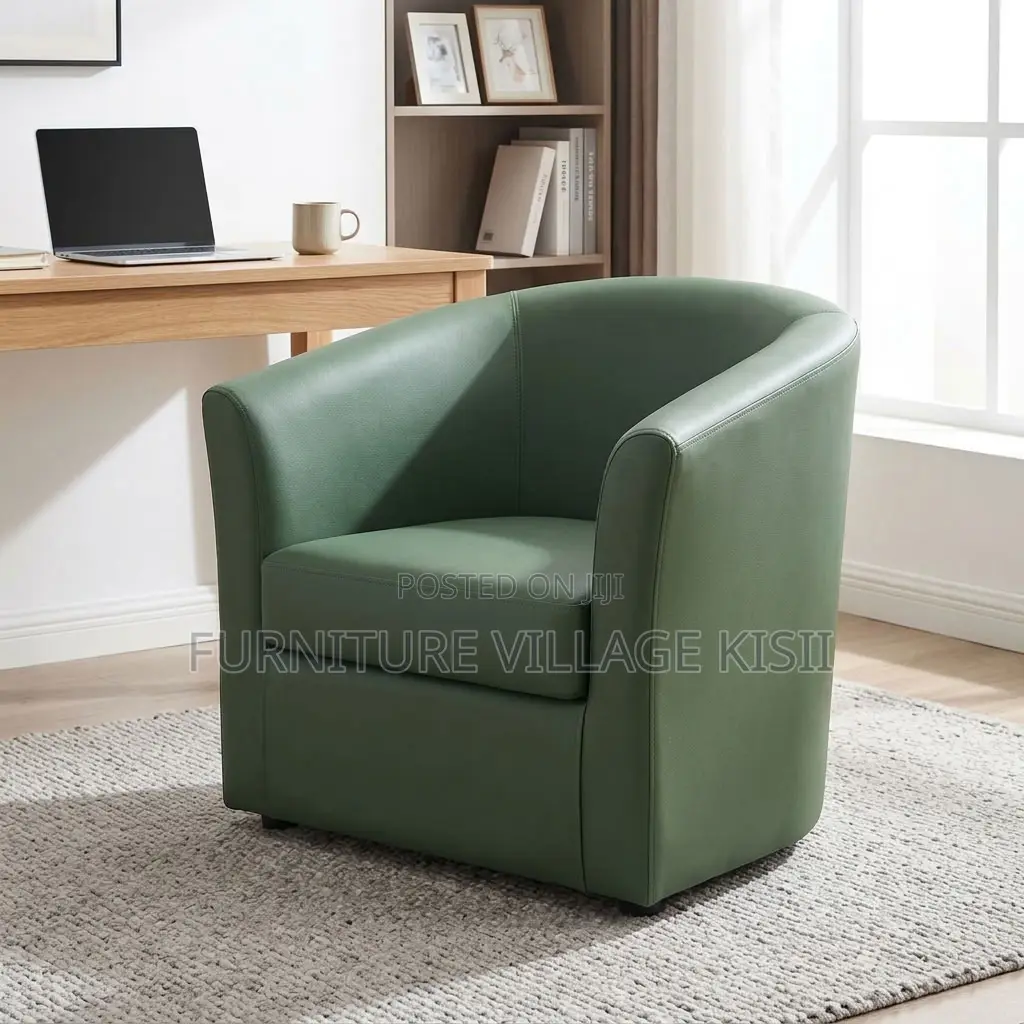 Faux Leather Barrel Arm Chair