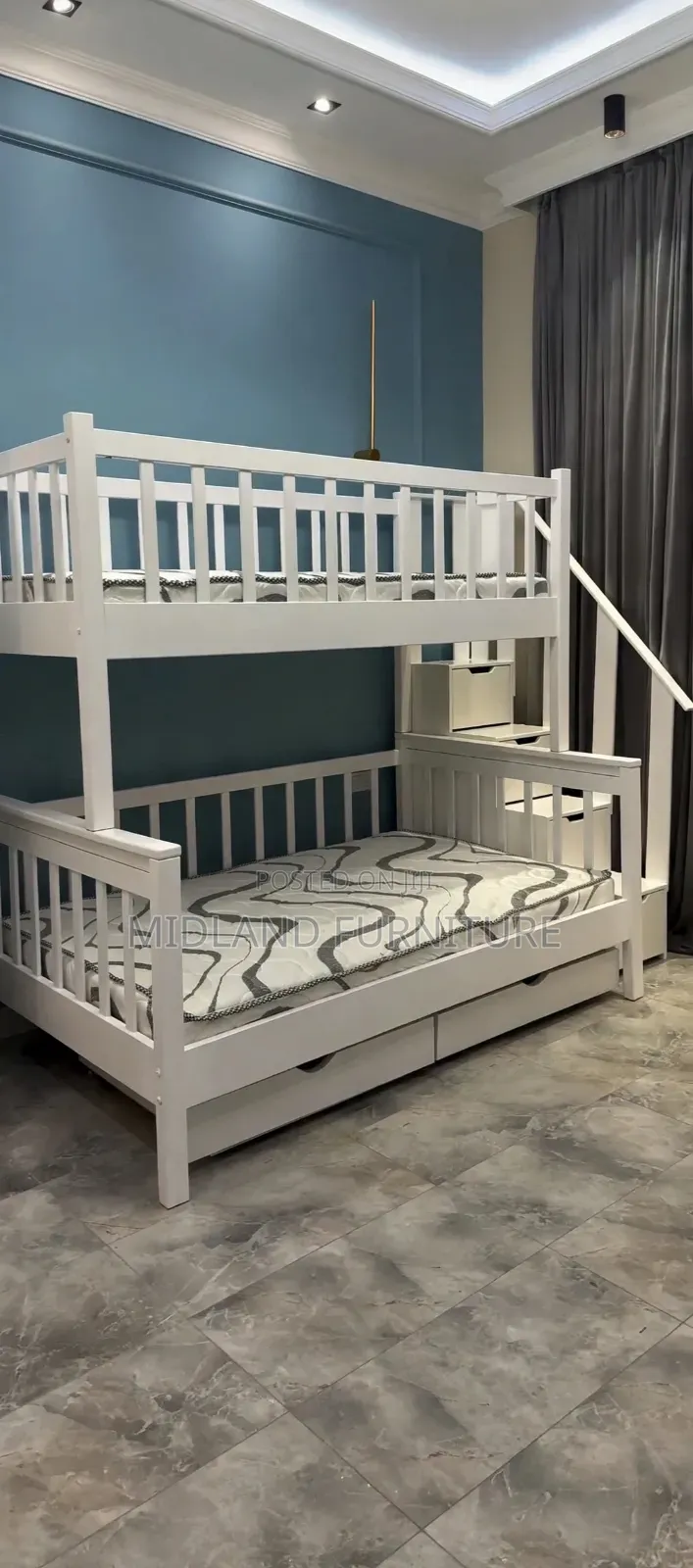 White Solid Wood Kids Bunk Bed Available on Order