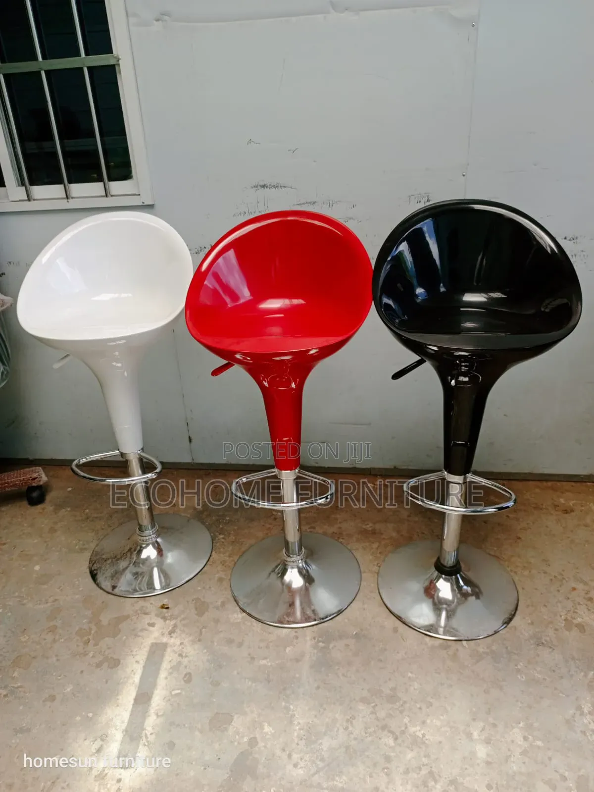 Modern Adjustable Swivel Bar Stool – Red White