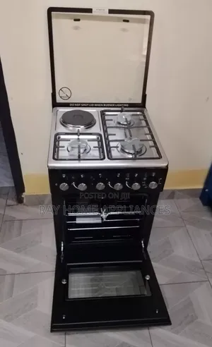 3gas+1electric Plate Sarahtech 50*55cm Standing Cooker With Rotisserie