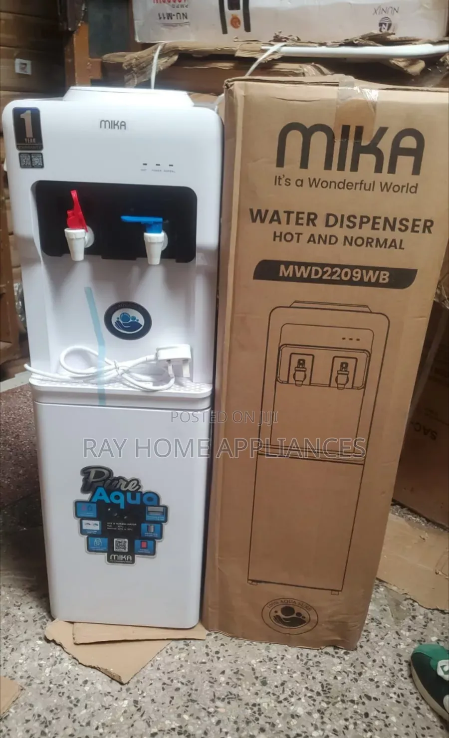 White Mika 2 Taps; Hot and Cold Water Dispenser