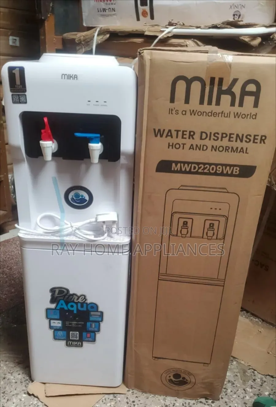 White Mika 2 Taps; Hot and Cold Water Dispenser