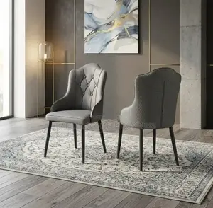 Vintage Grey Leather Dining Chair Hr4