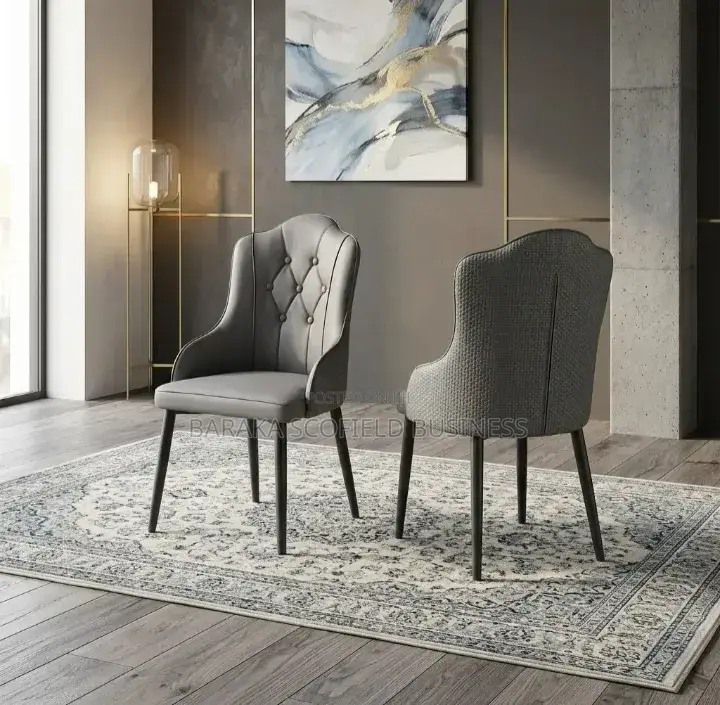 Vintage Grey Leather Dining Chair Hr4