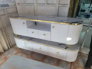 Luxury Oval TV Stand / TV Cabinet With Marble Top