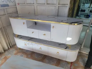 Luxury Oval TV Stand / TV Cabinet With Marble Top