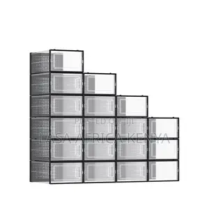 LASA Storage Box Set, Black Edge - 18 Stackable Foldable Units for Hom