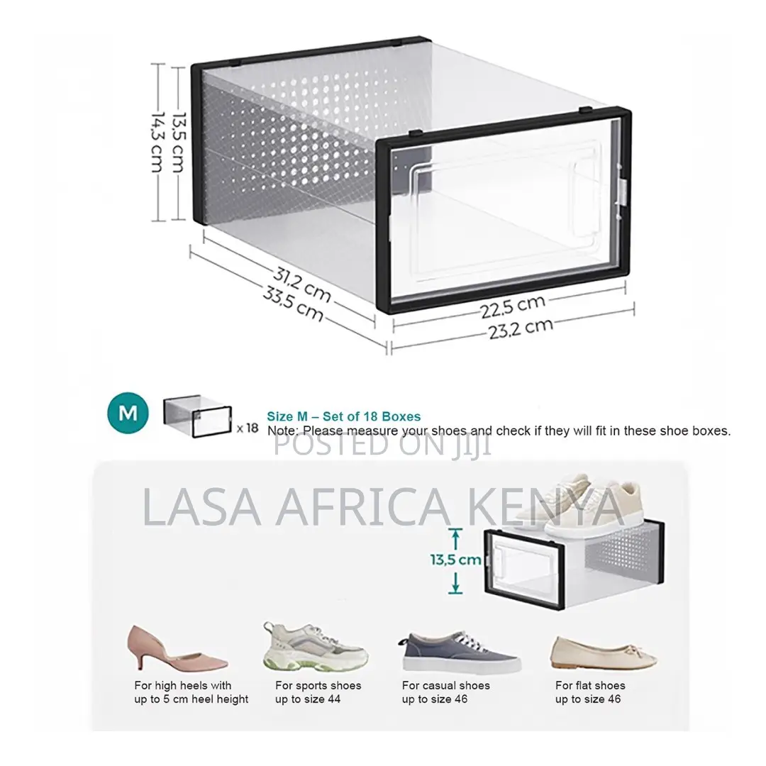 LASA Storage Box Set, Black Edge - 18 Stackable Foldable Units for Hom