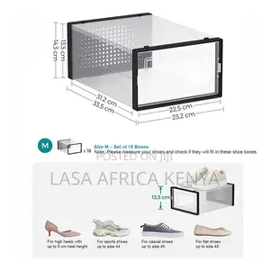 LASA Storage Box Set, Black Edge - 18 Stackable Foldable Units for Hom
