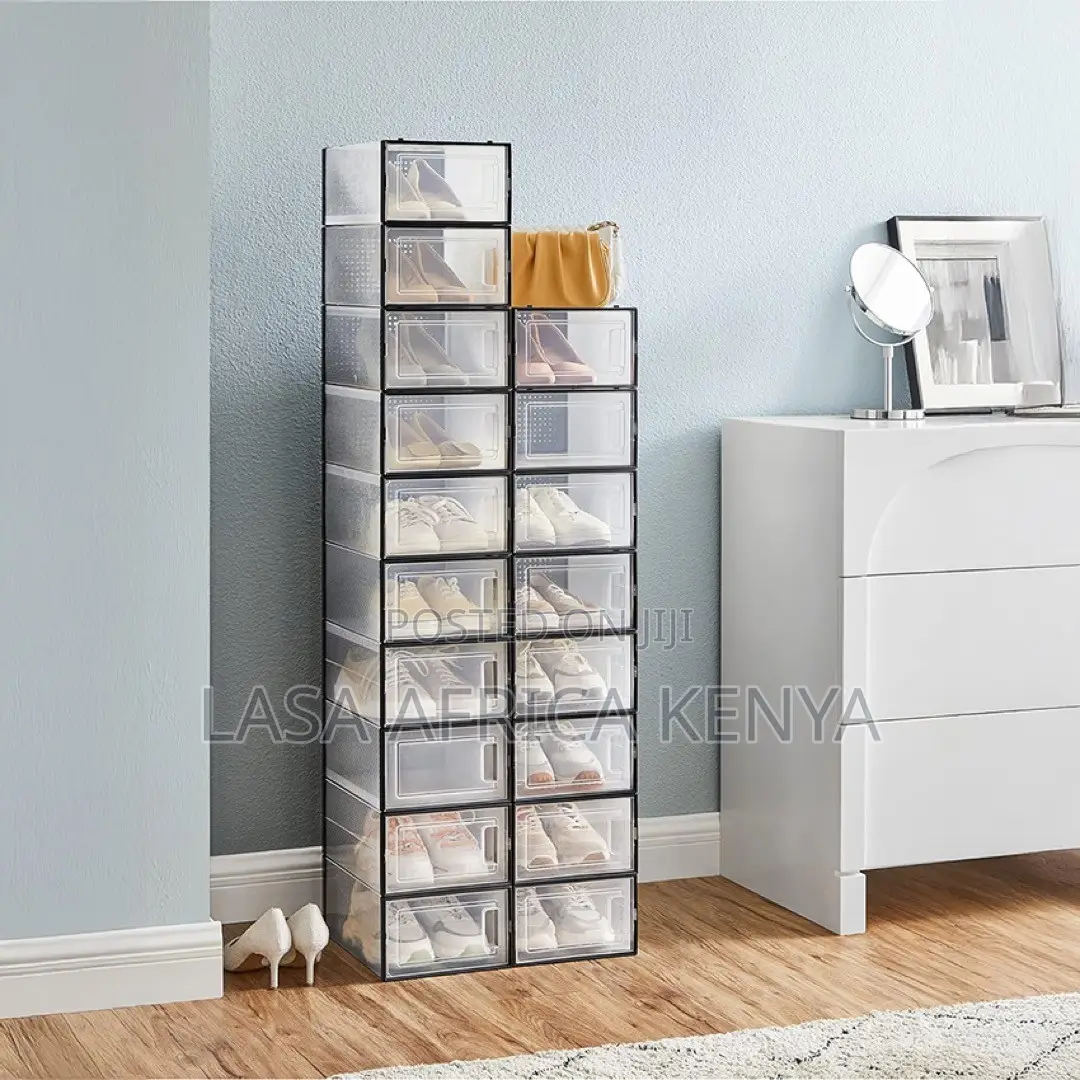 LASA Storage Box Set, Black Edge - 18 Stackable Foldable Units for Hom