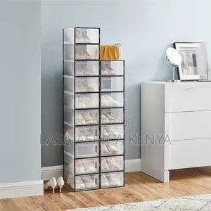 LASA Storage Box Set, Black Edge - 18 Stackable Foldable Units for Hom