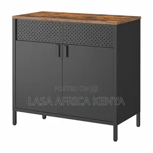 LAZAVA Industrial Sideboard Cabinet, Black Rustic Brown, 80 X 40 X 7