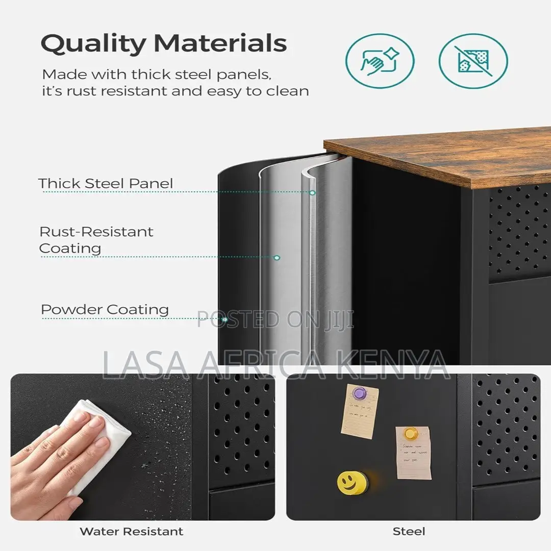 LAZAVA Industrial Sideboard Cabinet, Black Rustic Brown, 80 X 40 X 7