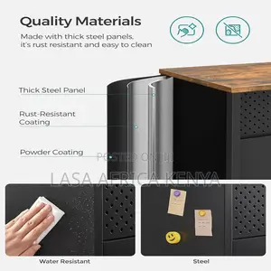 LAZAVA Industrial Sideboard Cabinet, Black Rustic Brown, 80 X 40 X 7