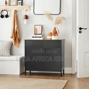 LAZAVA Industrial Sideboard Cabinet, Black Rustic Brown, 80 X 40 X 7