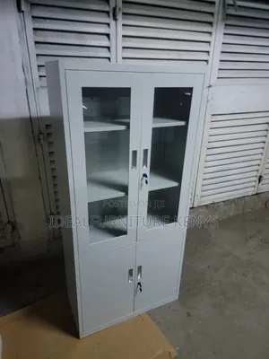 *4-Door Office Filing Cabinet - Grey Steel*