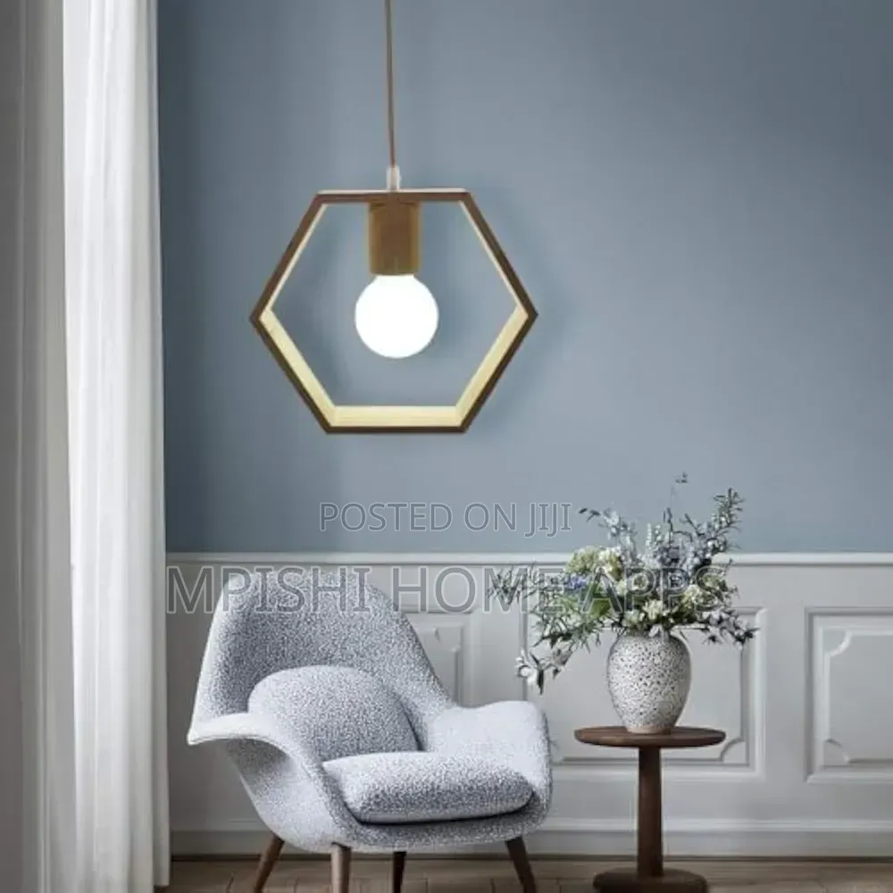 Wooden Hexagonal Geometric Pendant Lights