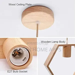Wooden Hexagonal Geometric Pendant Lights