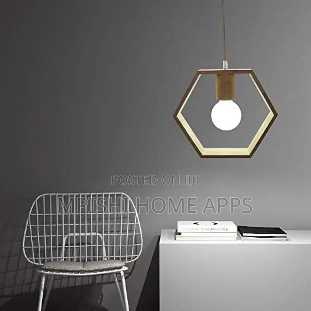 Wooden Hexagonal Geometric Pendant Lights
