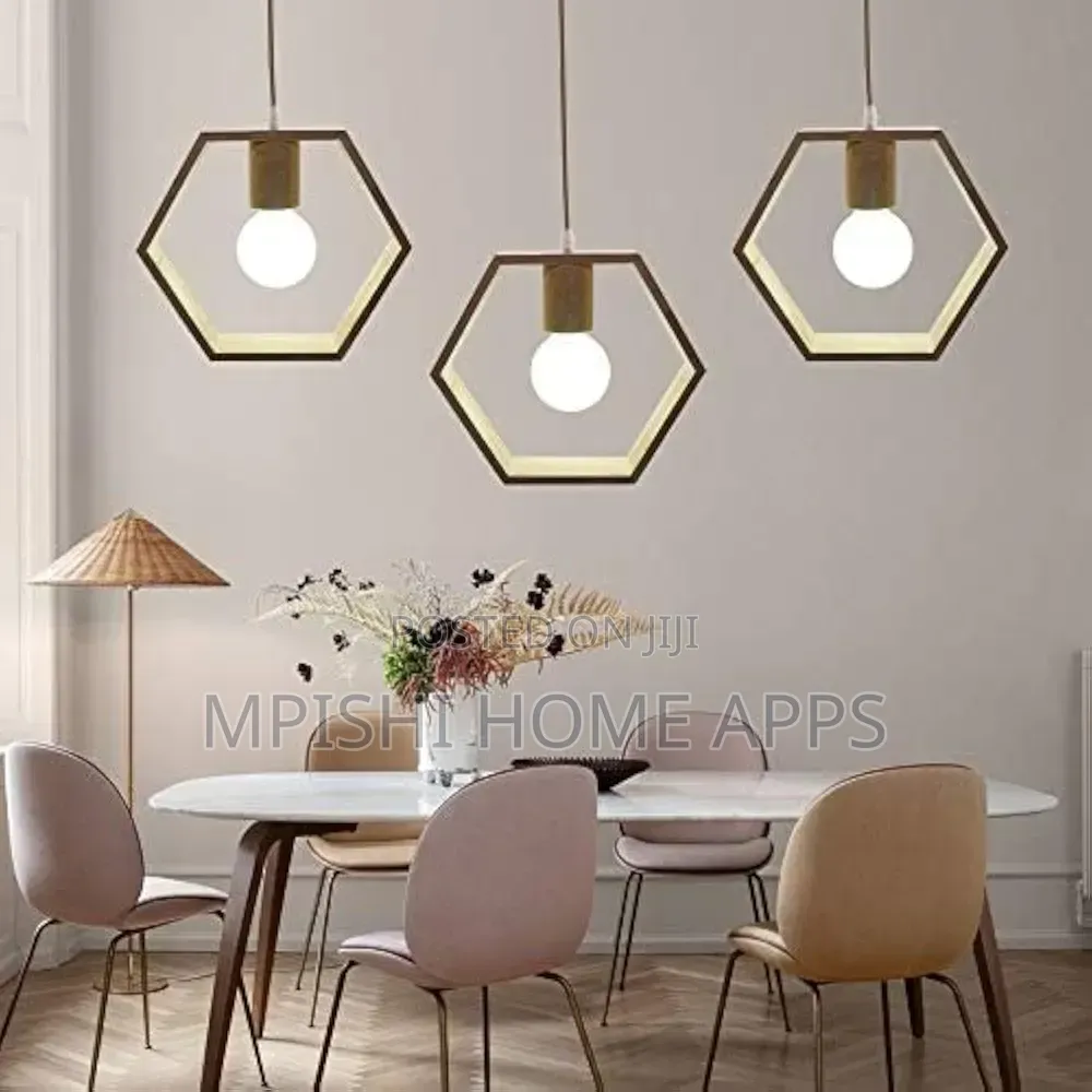 Wooden Hexagonal Geometric Pendant Lights