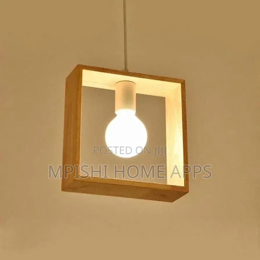 Square Wooden Pendant Light