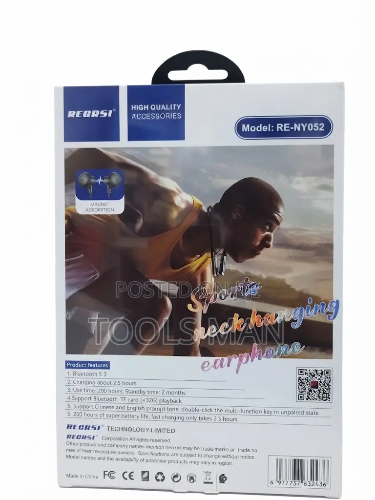 Recrsi RE-NY052 Wireless Neckband Earphones Bluetooth 5.3