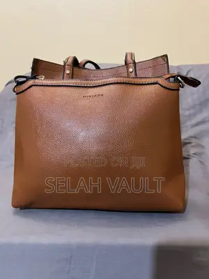 2-in-1 Brown Tote Handbag With Matching Pouch