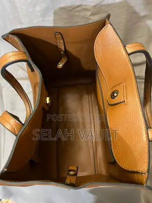 2-in-1 Brown Tote Handbag With Matching Pouch
