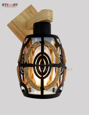 Rustic Black Metal Cage Wall Lamp