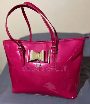 Elegant Pink Glossy Tote Handbag