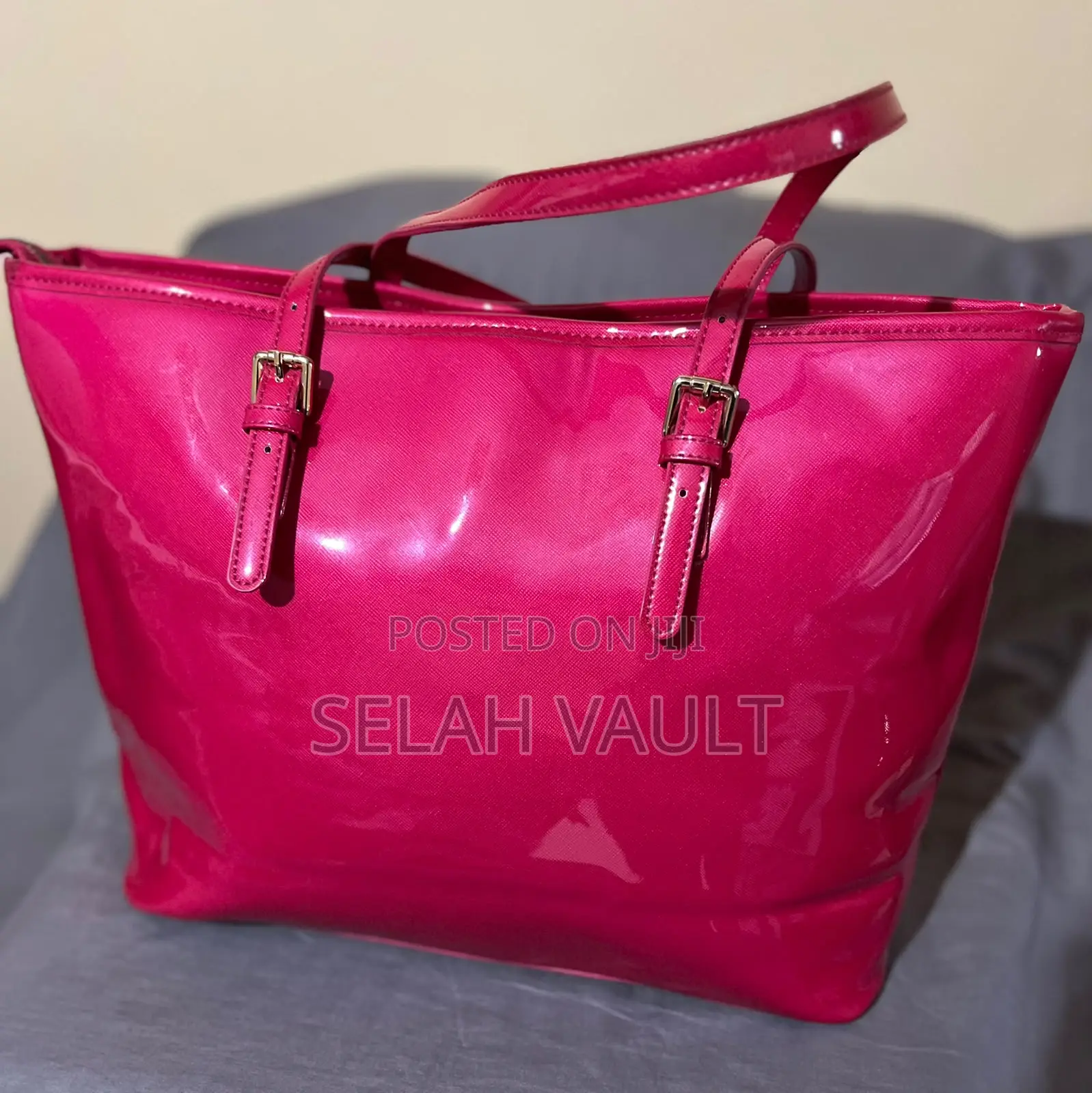 Elegant Pink Glossy Tote Handbag
