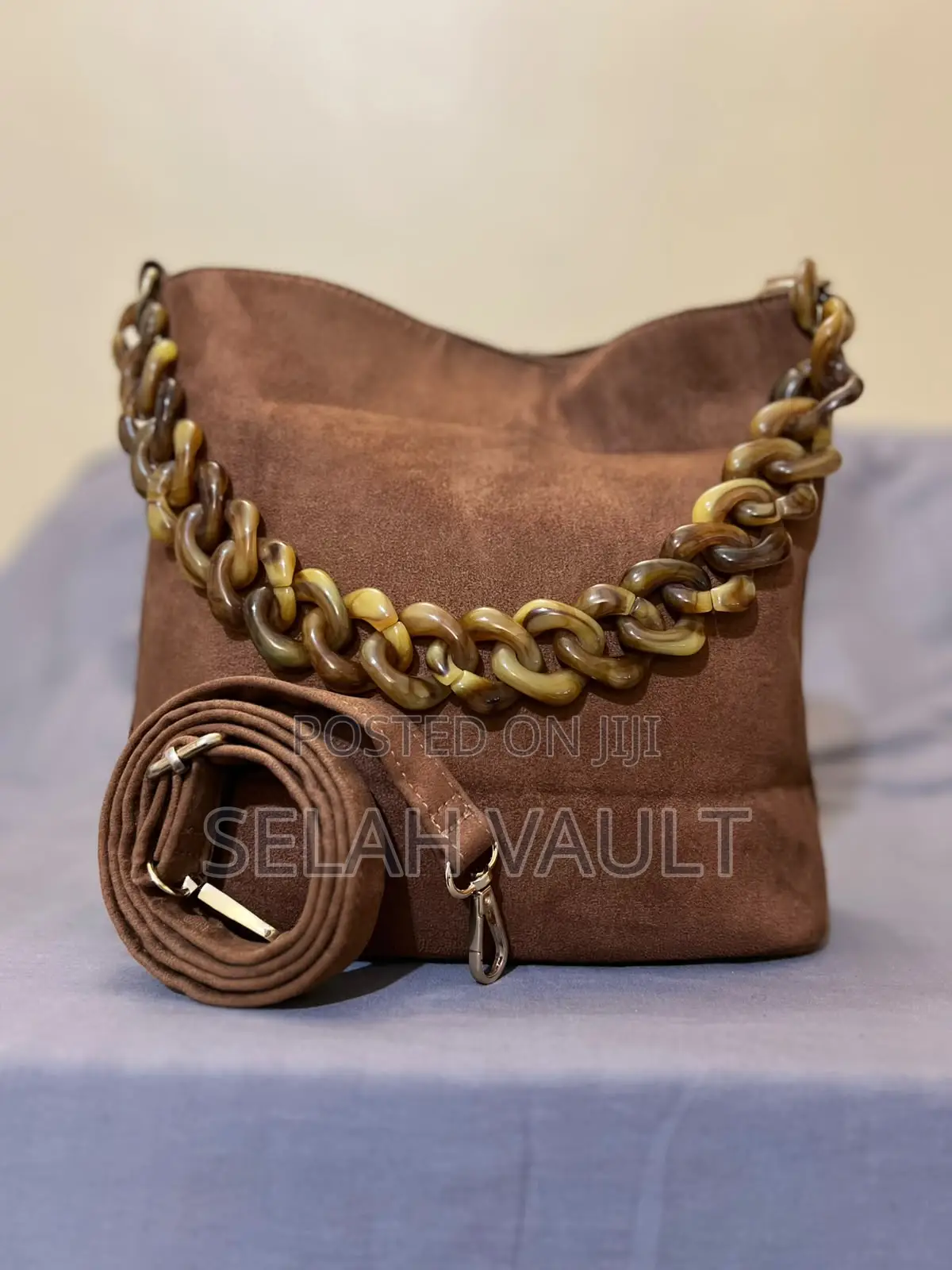Brown Suede Tote Bag