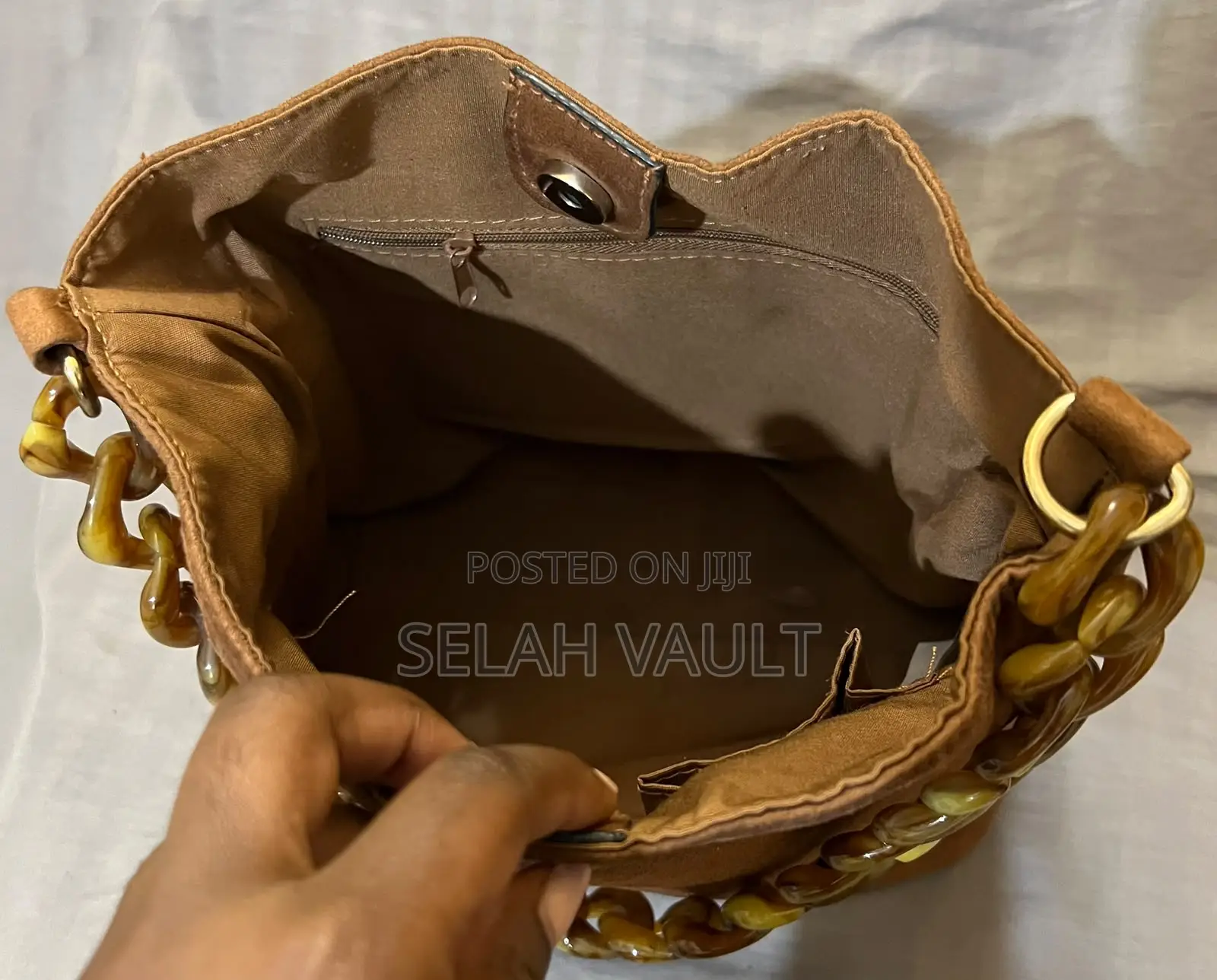 Brown Suede Tote Bag
