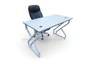 4ft White Office Table With Z Legs + Leather Chair