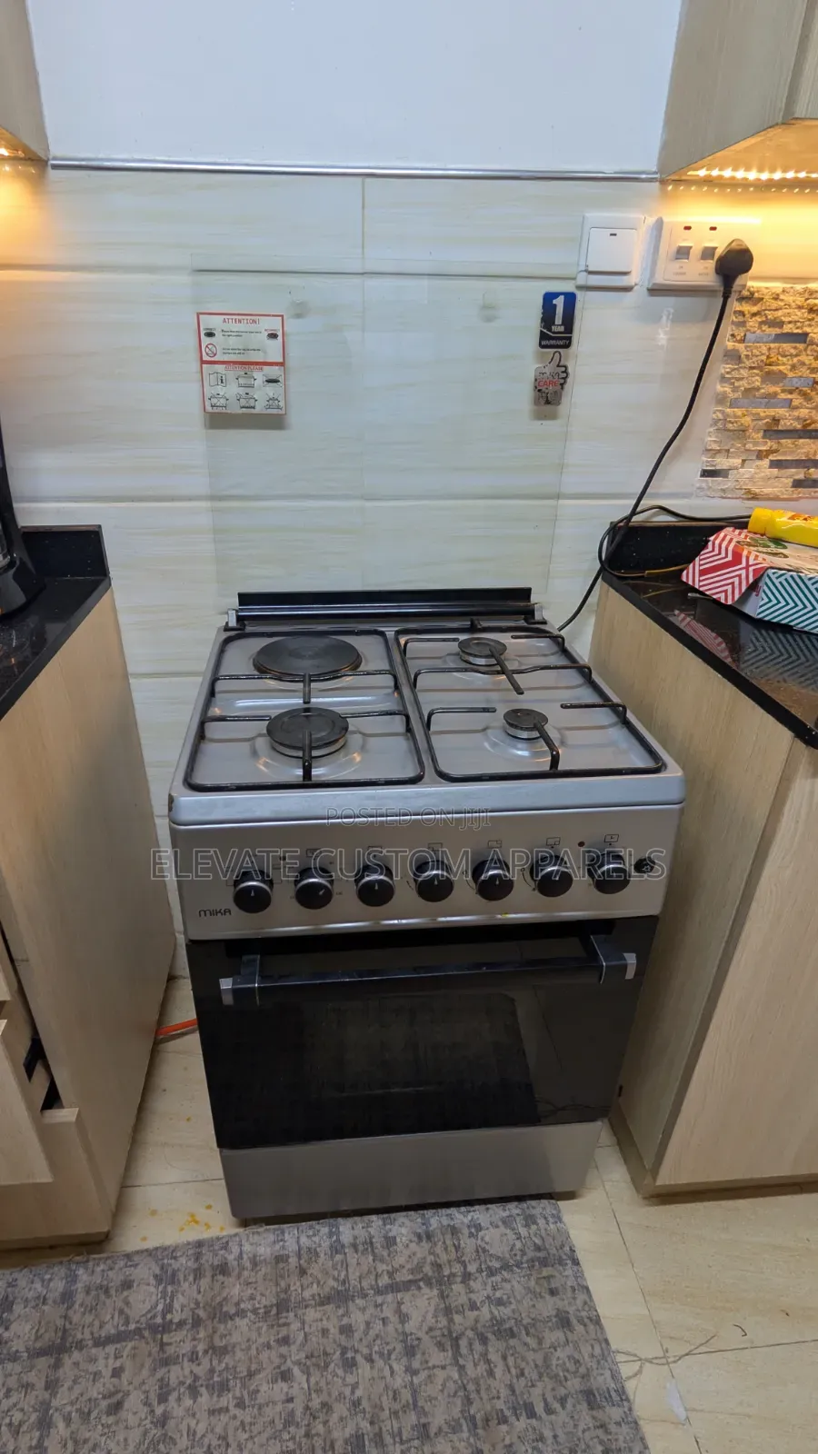 Mika 3-Gas + 1-Electric Plate Standing Cooker With Oven