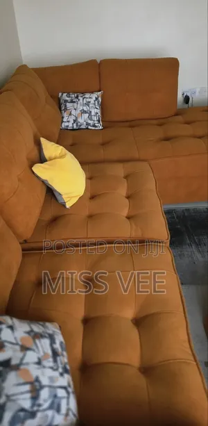 6 Seater L Seat Burnt Orange Sofa