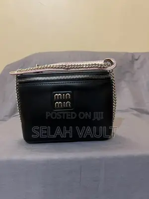 Mini Black Sling/Crossbody Bag With Chain Strap Zip Closure