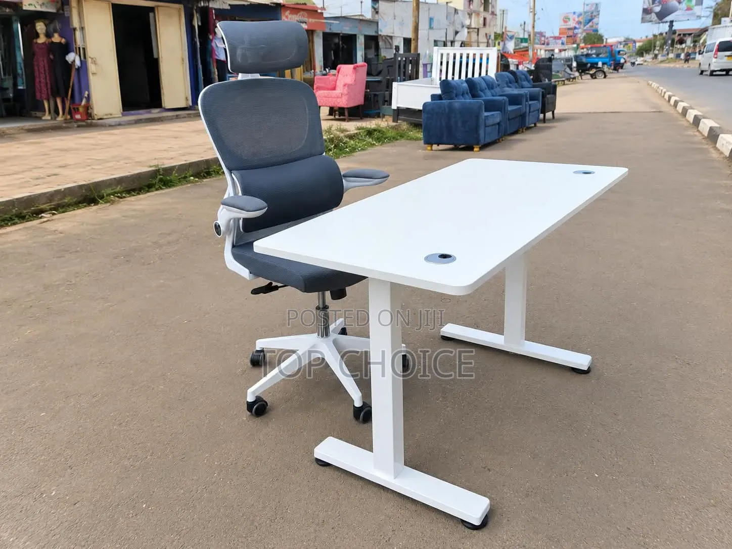 Electric Desk and Swivel Mesh Office Chair