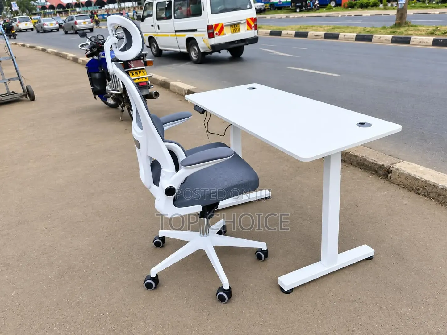 Electric Desk and Swivel Mesh Office Chair