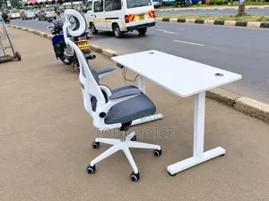 Electric Desk and Swivel Mesh Office Chair