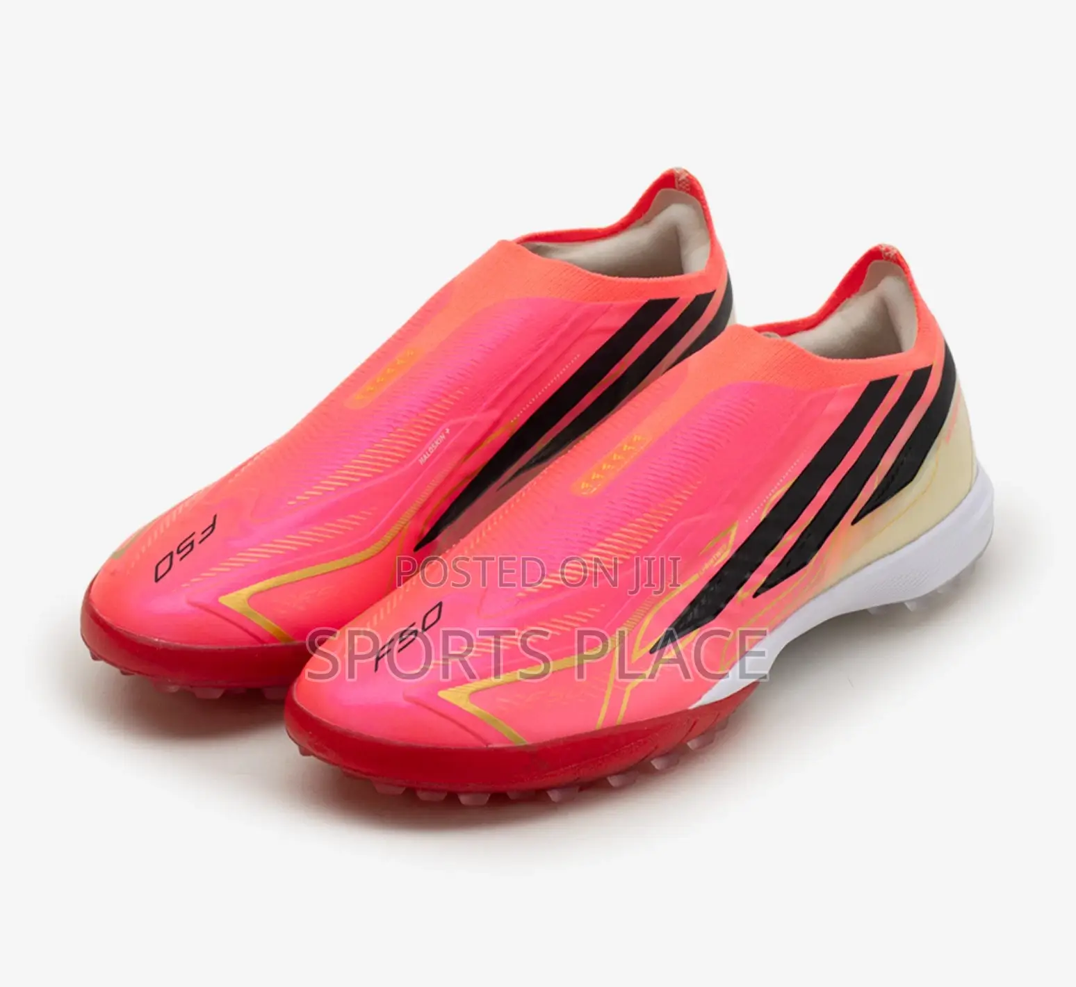 F50 Hyperfast Laceless Pink Soccer Turf Trainers for Kids