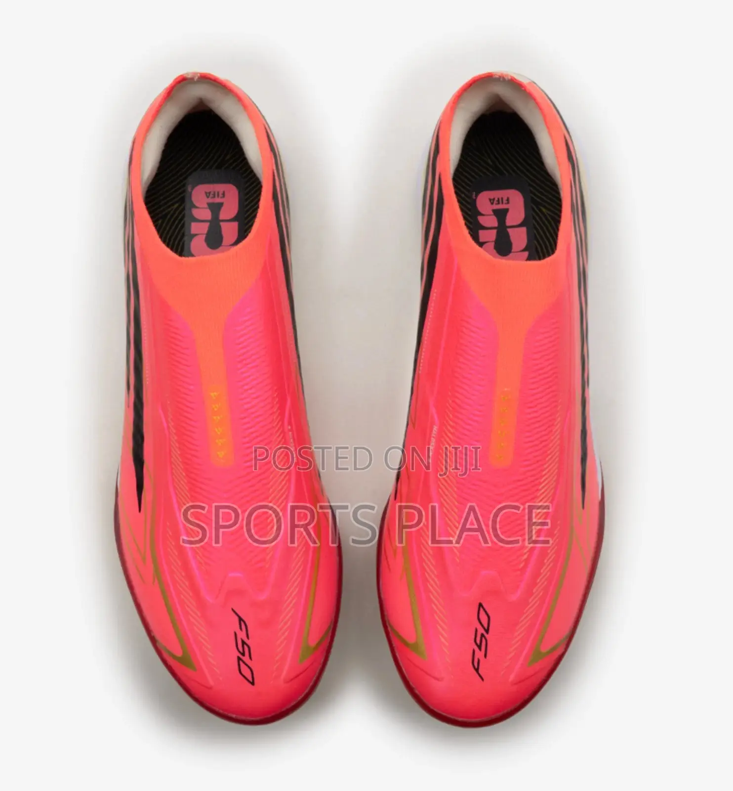 F50 Hyperfast Laceless Pink Soccer Turf Trainers for Kids