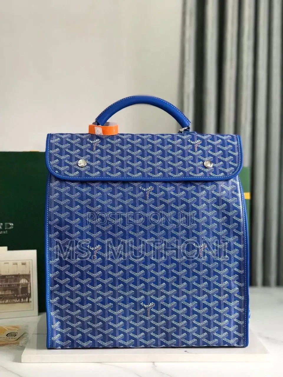Blue Goyardine Canvas a Goyard Saint Leger Backpack