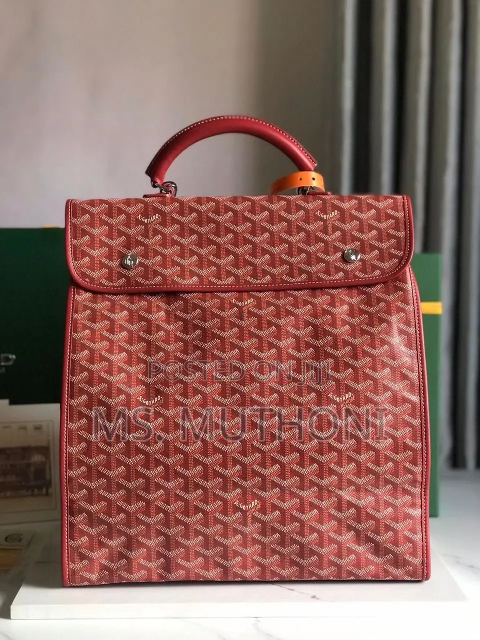 Red Goyard Saint Léger Soft Briefcase Backpack